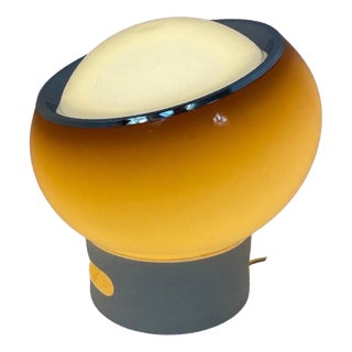 Italian Space Age White Acrylic Clan Lamp with Brown Shade from Guzzini, 1970s For Sale