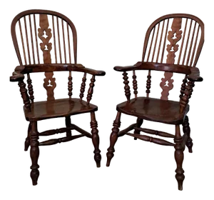 Oak Armchairs, 1890s, Set of 2