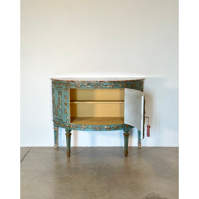 1960s Half-Moon Sideboard in Wood and Marble, 1960s For Sale - Image 5 of 18