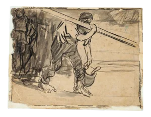 Worker - Ink and Pencil Drawing by G. Galantara - Early 20th Century Early 20th Century