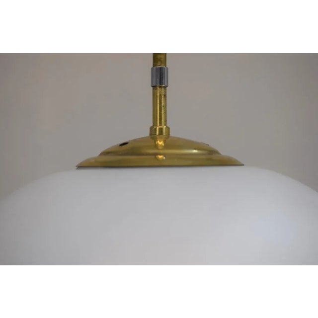 Suspension Lamp in Opaline Glass and Brass, Italy, 1950s For Sale - Image 6 of 12