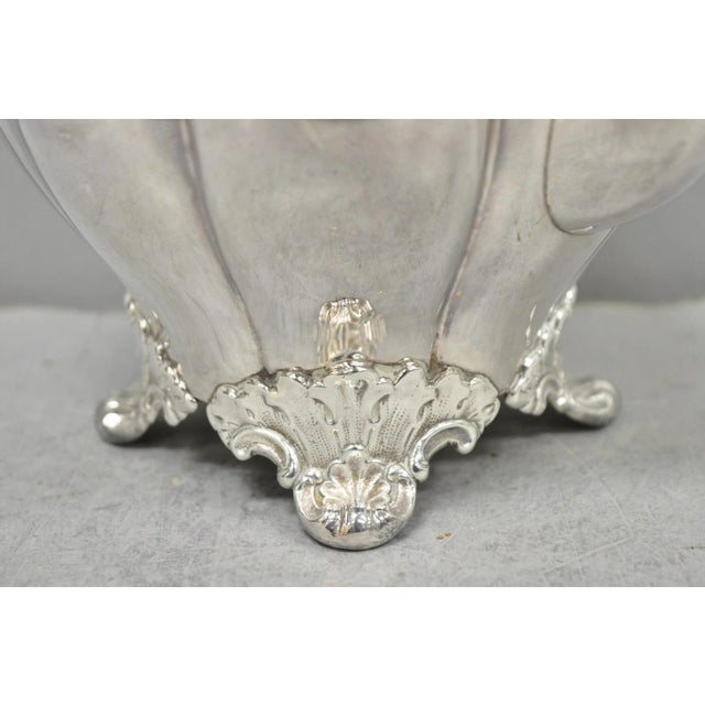 Silver Vintage Victorian Silver Plated Bulbous Footed Tea Pot Tea Kettle For Sale - Image 8 of 13