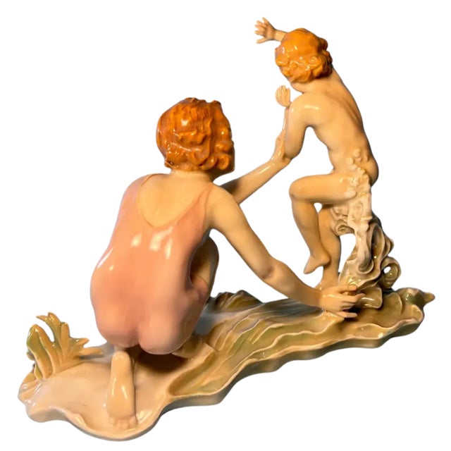 Tan Karl Ens Figurine Mother Child Beach For Sale - Image 8 of 13