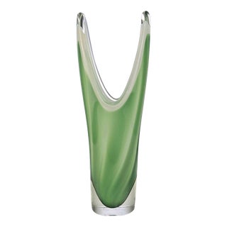 Vintage Green Glass Vase, Italy, 1970s For Sale