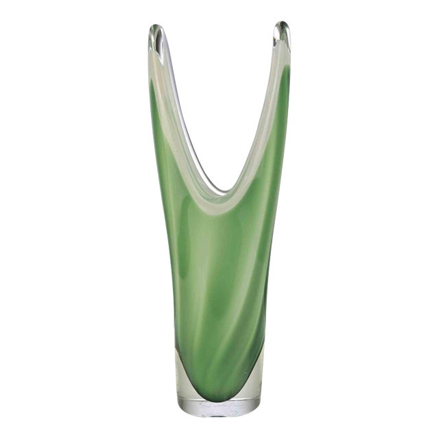 Vintage Green Glass Vase, Italy, 1970s For Sale