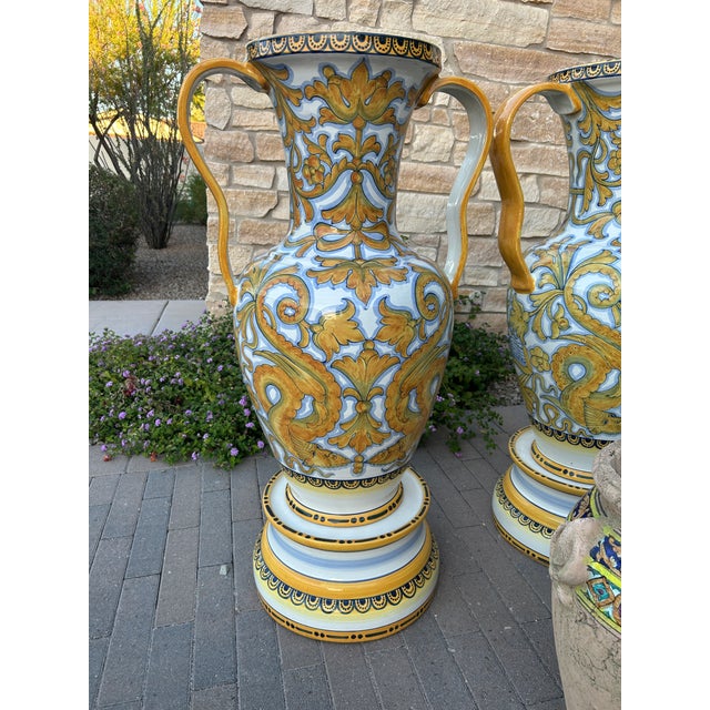Late 20th Century Hand-Painted Italian Majolica Patio & Floor Urn Collection - 7 Pieces For Sale - Image 5 of 8