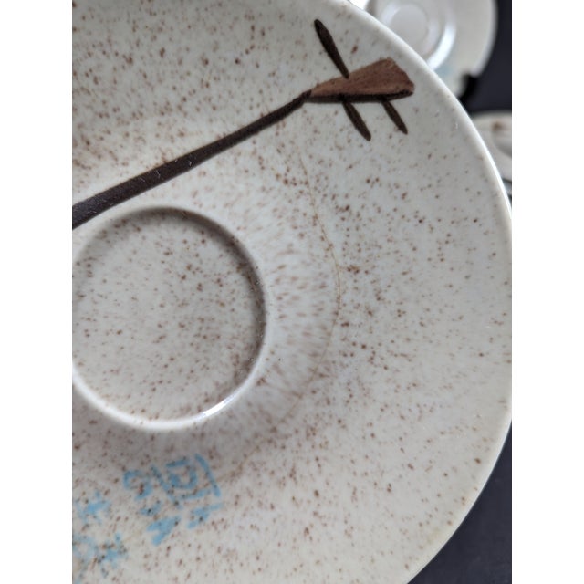 Vintage Mid-Century Red Wing Pottery Hand Painted Lute Song Pattern Saucer Plates- Set of 7 For Sale In Nashville - Image 6 of 7
