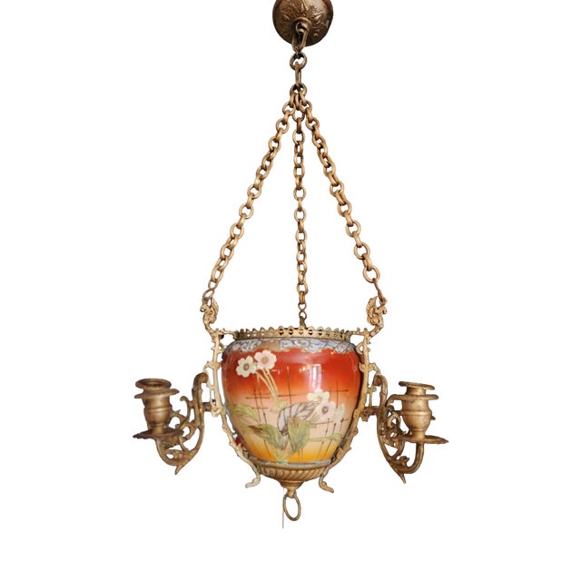 19th Century Asian Art Nouveau Candle Chandelier For Sale