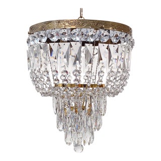 Italian Bronze Basket Chandelier For Sale