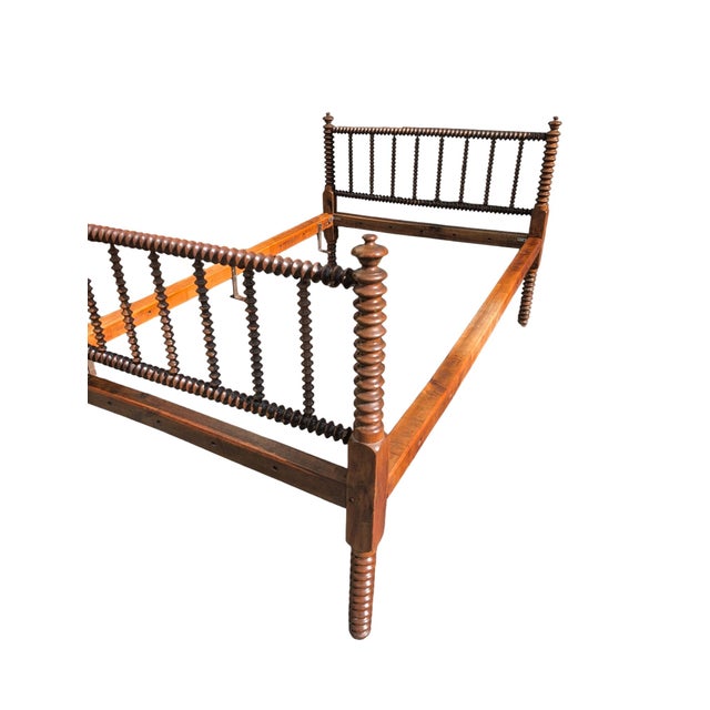 American 19th Century Antique Jenny Lind Turned Wood Full Spool Bed For Sale - Image 3 of 18