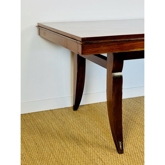 Art Deco Dining Table in Walnut and Diamond Marquetry, France, 1940s For Sale - Image 12 of 18