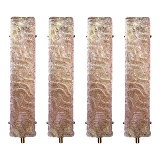 Lot of 4 Luxury Gold Wall Sconces With Ametista “Graniglia” Murano Glass For Sale