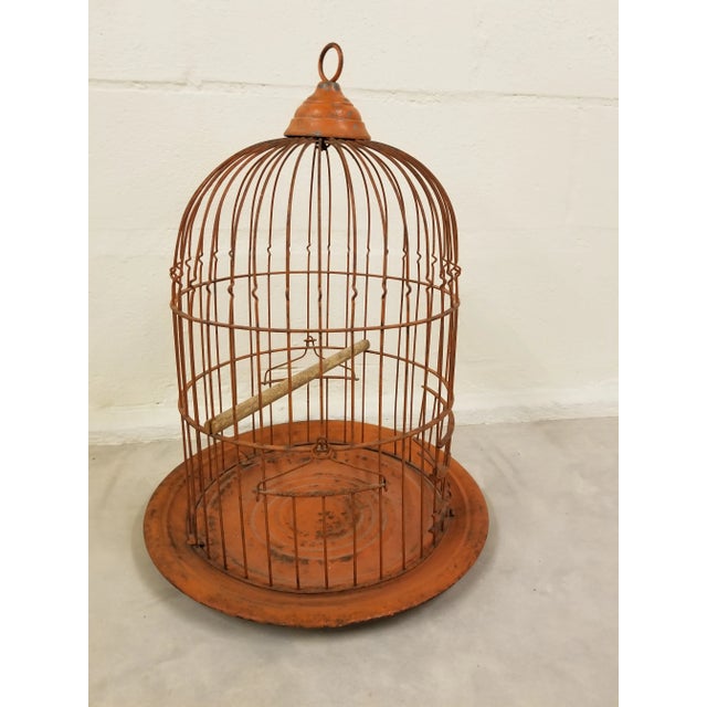 Shabby Chic Vintage Orange Birdcage For Sale - Image 3 of 8