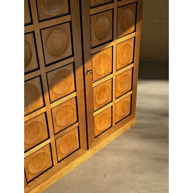 Brutalist Oak Highboard Cabinet, 1980s For Sale - Image 4 of 12