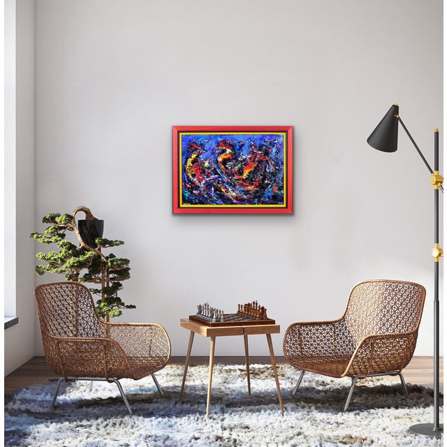 David Wilde, Cock Fight, Impasto Acrylic, 1960s For Sale - Image 16 of 18