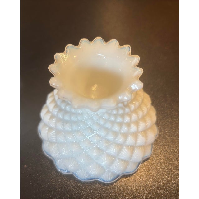 Portieux Vallerysthal 1900s Portieux Vallerysthal Pineapple Covered Dish White Opaline Milk Glass For Sale - Image 4 of 10