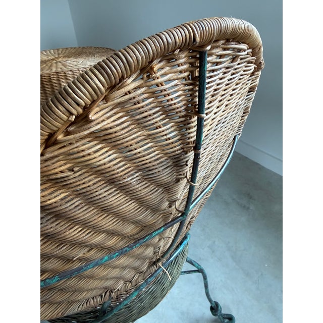 Ghost Draped Wicker Tromp l'Oeil Table + 2 Bistro Chairs, Bohemian Hand Woven For Sale - Image 9 of 12