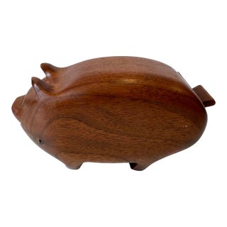 Vintage Wooden Pig Stash Box For Sale