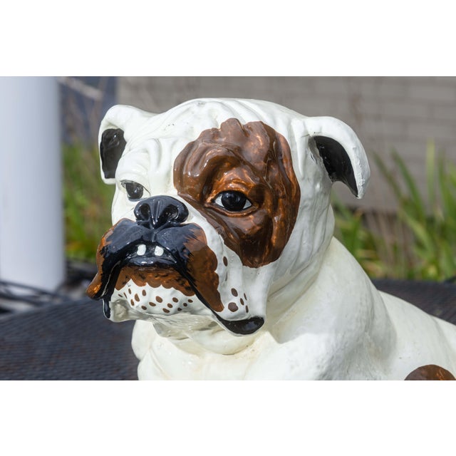 Vintage 1960s Marwal English Bulldog Life Sized Chalkware Doorstop Sculpture For Sale - Image 4 of 6