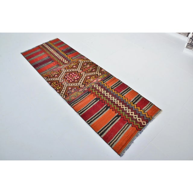 Art Deco 1960s Handmade Turkish Kilim Runner Rug For Sale - Image 3 of 11