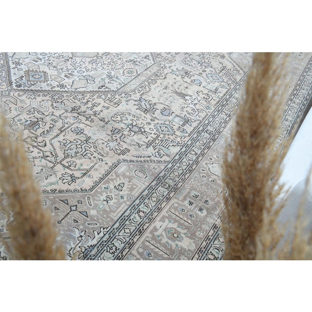 Gray 1970s Vintage Persian Handmade Wool Cotton Light Gray Area Rug For Sale - Image 8 of 11