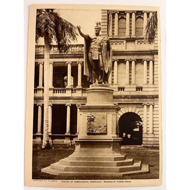 1917 Set of two marvelous images of Kilauea and Kamehameha, Hawaii, for matting and framing. Soft off white paper. Sepia-...