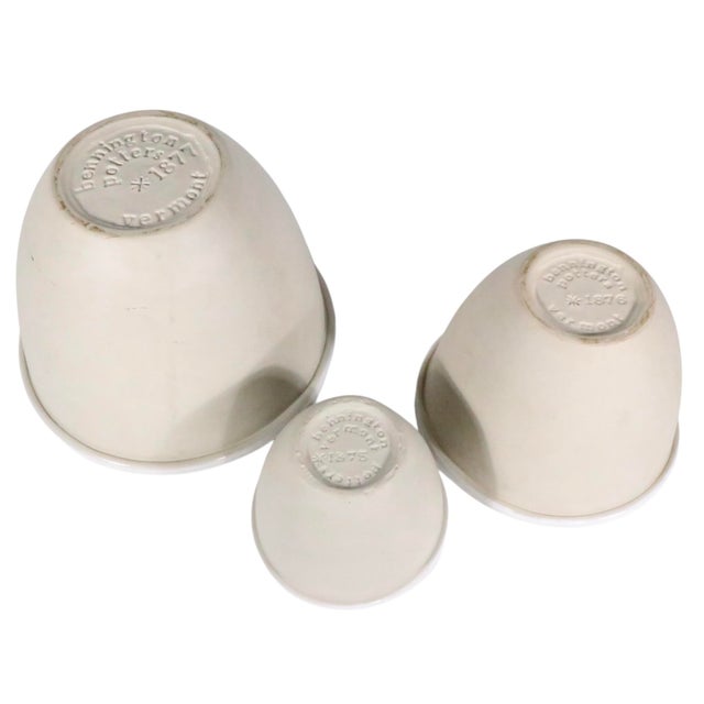 Ceramic Nest of Three Bennington Potters Mixing Bowls Design Attributed to David Gil C. 1970's For Sale - Image 7 of 18