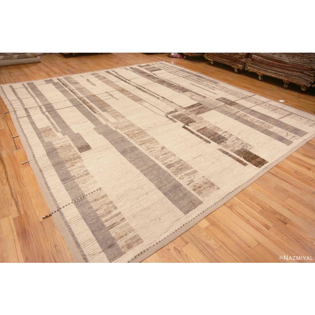 Beautiful Tribal Geometric Design Warm Neutral Light Cream Earthy Grey Modern Room Size Square Shape Rug, Country Of...