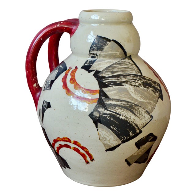Large Art Deco Vase with Double Handles from Betzy Augeron, France, 1930s For Sale