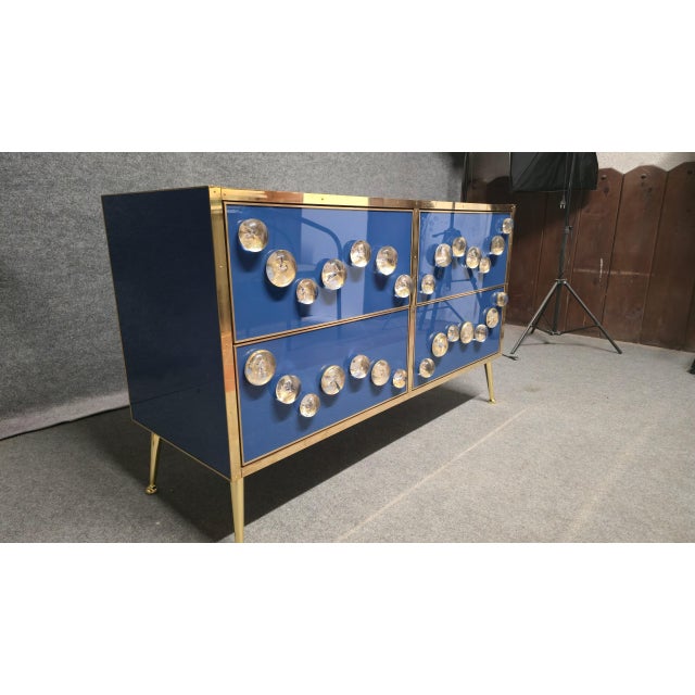 Blue Sideboard with 28 Murano Jewel and Brass from Justfurnituress SRL For Sale - Image 13 of 13