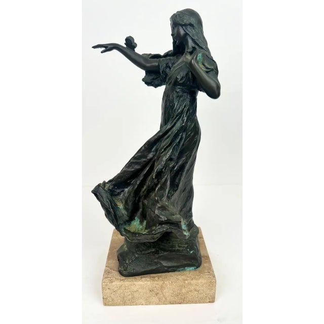 Bessie Potter Vonnoh " Butterflies" Dancing Girl Bronze Sculpture Signed For Sale - Image 4 of 13