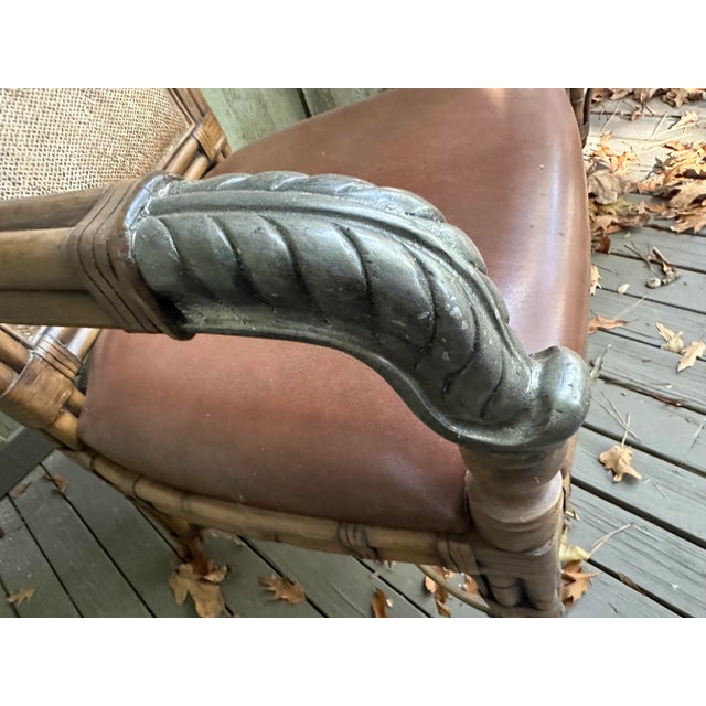 Hollywood Regency 1980s Bamboo Wicker Dining Chairs - Buy How Many You Need Up to 8 For Sale - Image 3 of 8