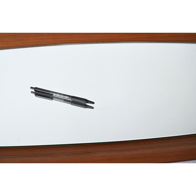 Mid-Century Campo & Graffi Curved Teak Wood Oval Wall Mirror, Italy, 1960s For Sale - Image 18 of 18