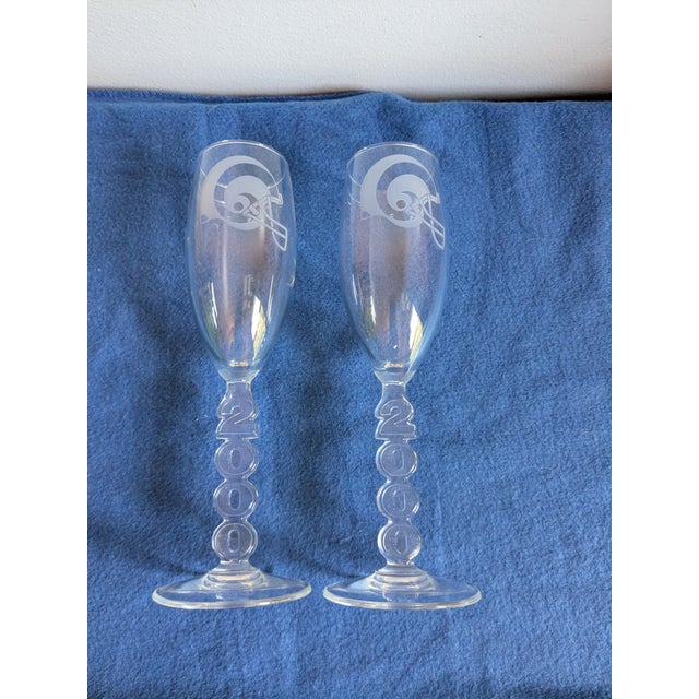 Vintage Pair St. Louis Rams 2000 Super Bowl Era Champagne Flutes Elevate your game-day toast or bar cart display with this...