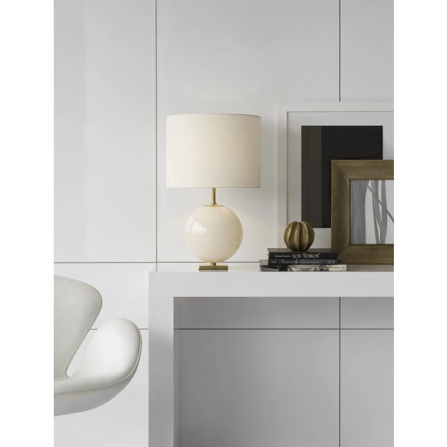 Transitional Kate Spade New York for Visual Comfort Signature Elsie Table Lamp in Blush Painted Glass with Cream Linen Shade For Sale - Image 3 of 4