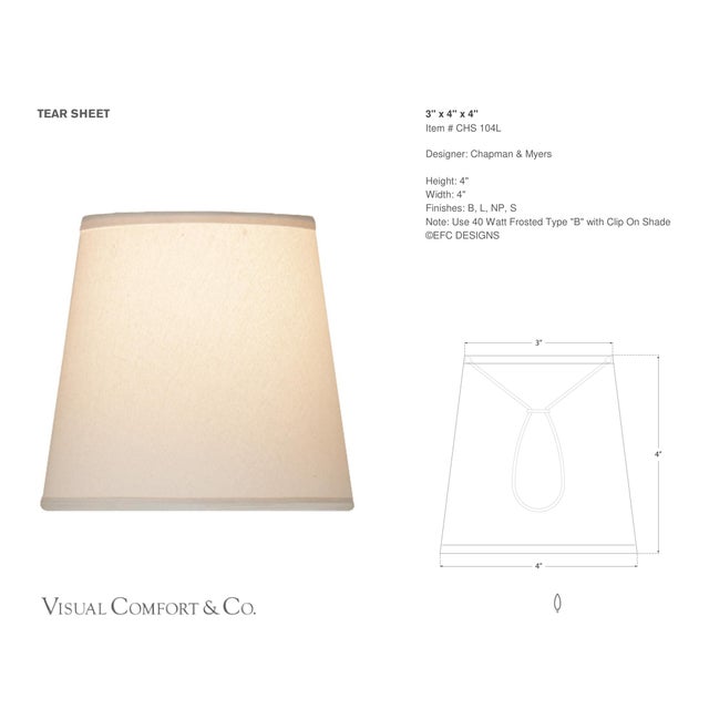 Chapman & Myers by Visual Comfort Signature 3" x 4" x 4" Linen Candle Clip Shade Designer: Chapman & Myers Height: 4"...