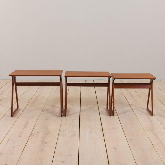 Vintage Danish Nesting Tables in Teak by Johannes Andersen for CFC Silkeborg, 1960s, Set of 3 For Sale - Image 6 of 17