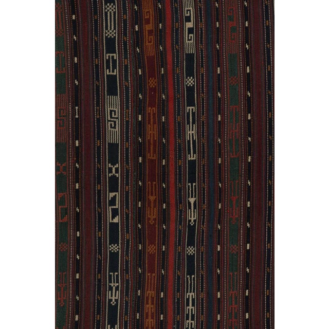 1950s 1950s Vintage Shahsavan Tribal Persian Kilim Rug With Stripes For Sale - Image 5 of 7