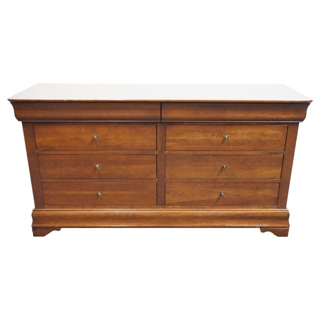 Contemporary Durham Furniture Chambord Collection Solid Cherry Contemporary Traditional Style 69" Double Dresser For Sale - Image 3 of 13