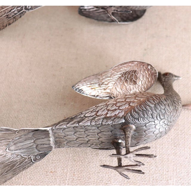 1950s French Sterling Silver Peacocks - a Pair For Sale - Image 12 of 18