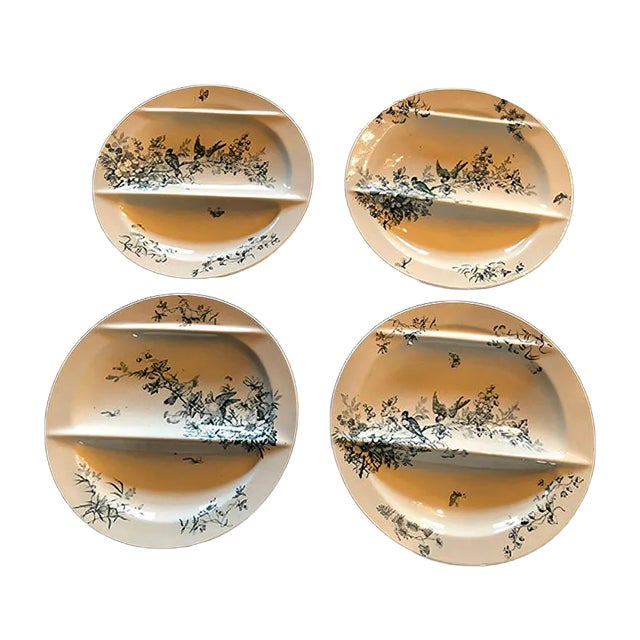 Asparagus Plates from Longwy, 1960s, Set of 4 For Sale
