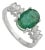 Modern Mid Century Style 2.54 Ct Oval Emerald & Marquise Diamond Ring in 925 Silver Size 7 For Sale