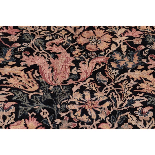 Shabby Chic Art Nouveau 1990's Pak-Persian Black/Beige Wool Rug - 8'1'' X 9'8'' For Sale - Image 3 of 9