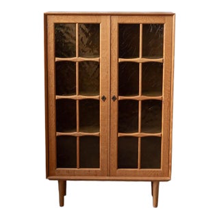 Danish Oak Bookcase Cabinet, C. 1970s For Sale