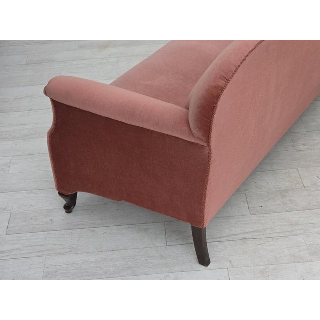 Vintage Danish Two-Seater Sofa in Salmon Pink Furniture Velour, 1950s For Sale - Image 15 of 18