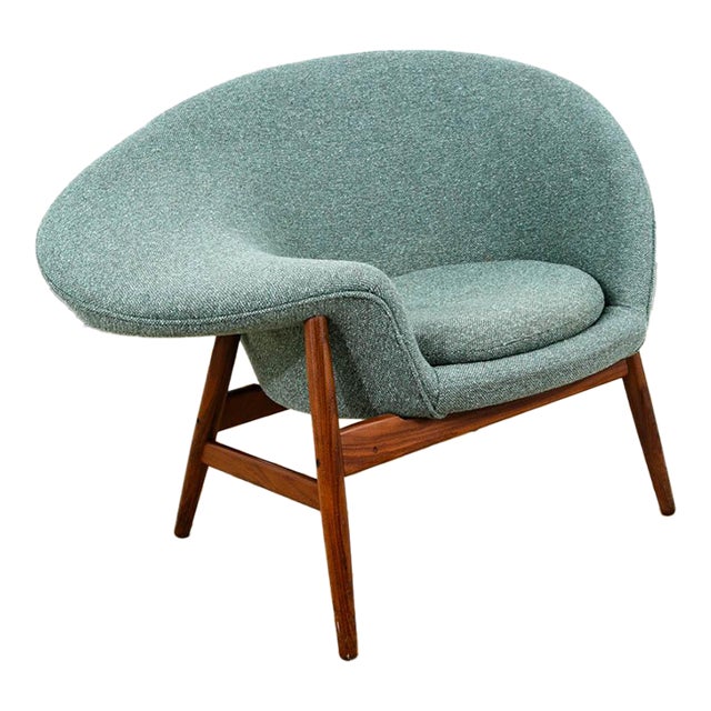 1960s Mid Century Danish Modern Lounge Chair Hans Olsen Bramin Fried Egg Aqua Green Vg For Sale