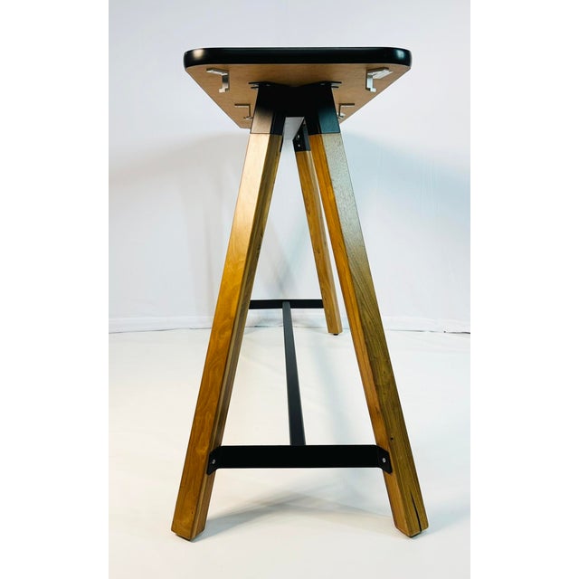 Wood Knoll "Reff Profiles" Bar Table – Walnut & Steel, – Made in Canada For Sale - Image 7 of 18