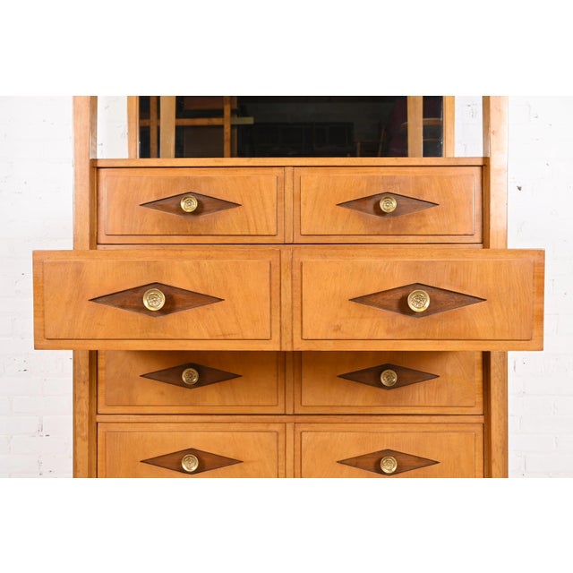 Mid 20th Century Grosfeld House Hollywood Regency Empire Mahogany Lighted Bar Cabinet For Sale - Image 5 of 13