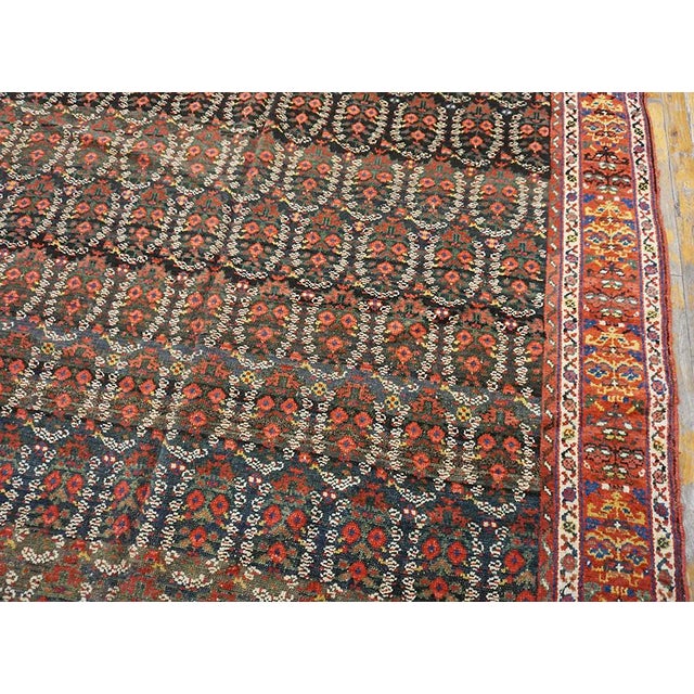 Green 1860s Navy Paisley Antique Antique n.w. Persian Carpet 6' X 13' Knotted Wool Rug For Sale - Image 8 of 11