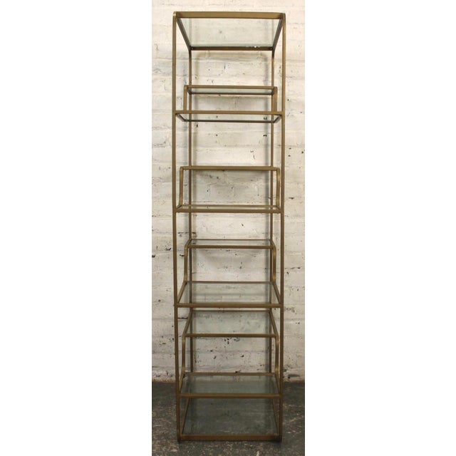 Vintage Mid-Century Multitiered Bronze Plated Waterfall Shelf For Sale - Image 4 of 13
